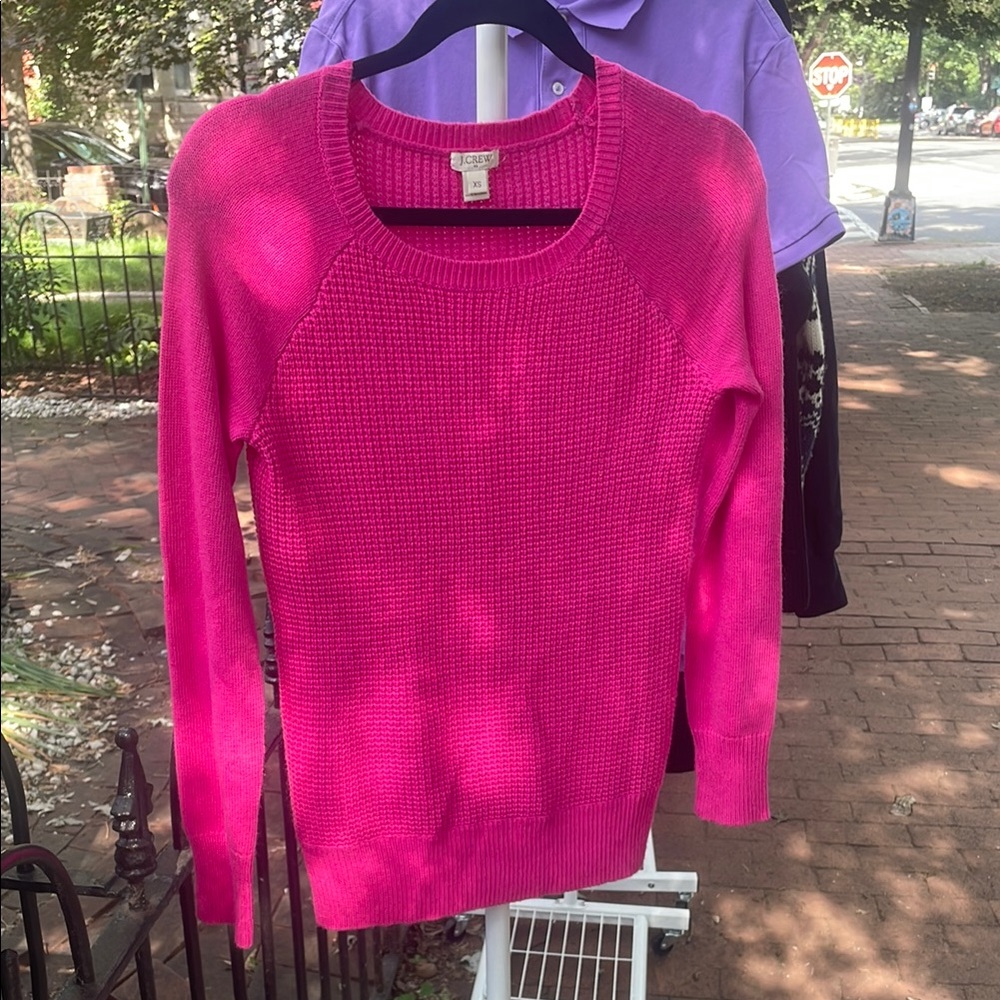 JCrew Pink Crew Neck Sweater Lightweight Knit